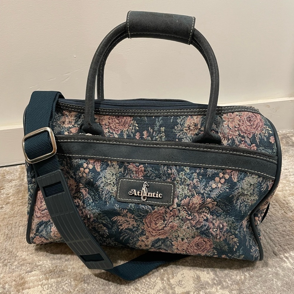 Vintage Atlantic Luggage 14" Tapestry Weekend Floral Bag Travel Mrs.Doubtfure